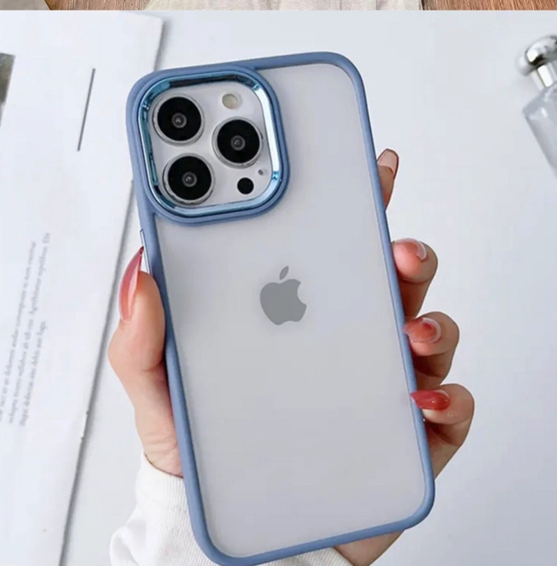 CARCASA FUNDA IPHONE 15 PRO MAX TRANSPARENTE BORDE CALIDAD CELESTE - 3