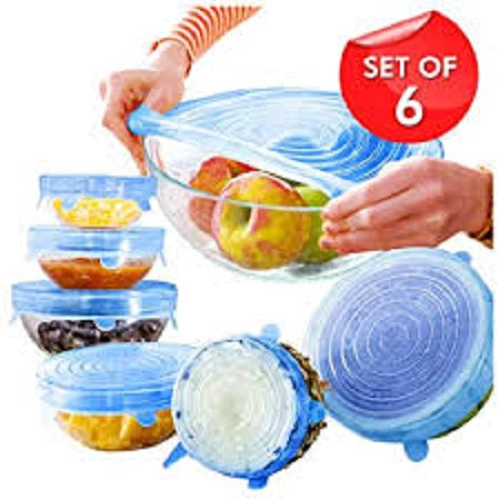SET 6 TAPAS SILICONA ALIMENTOS FRESCOS COLORES - 4