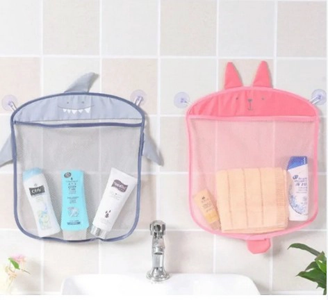 BOLSA MALLA ORGANIZADORA GUARDAR JUGUETES BAÑO TINA BEBE  ROSADO - 1