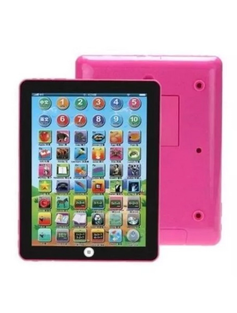 TABLET DIDACTICA NIÑOS ESPAÑOL INGLES SONIDOS ROSADA - 1