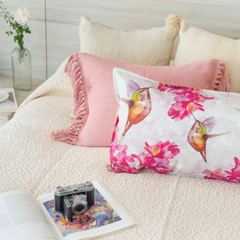 COJIN 40X90 ESTAMPADA PICAFLOR FLOR FUCSIA XL - 2
