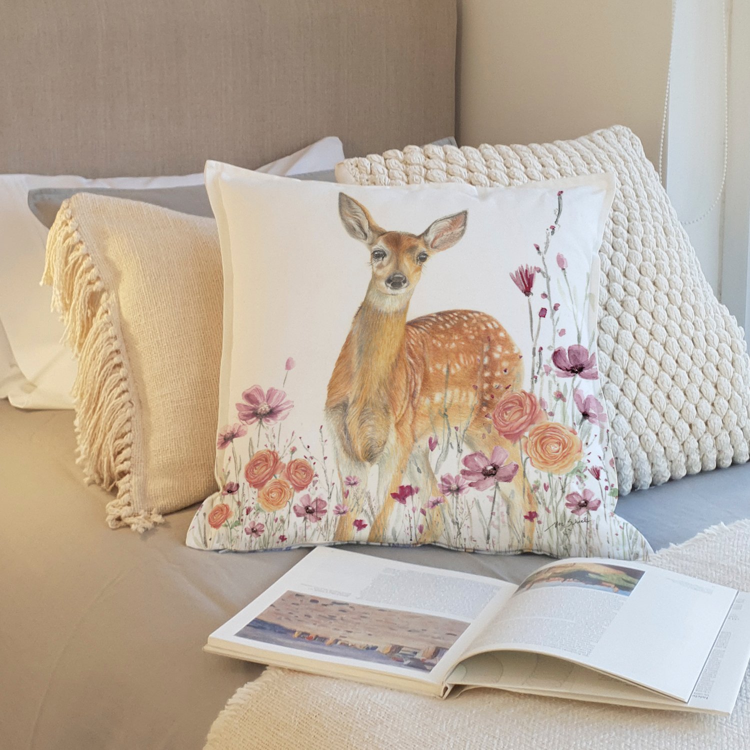 FUNDA COJÍN 45X45 ESTAMPADA BAMBI FLORCITAS - 2