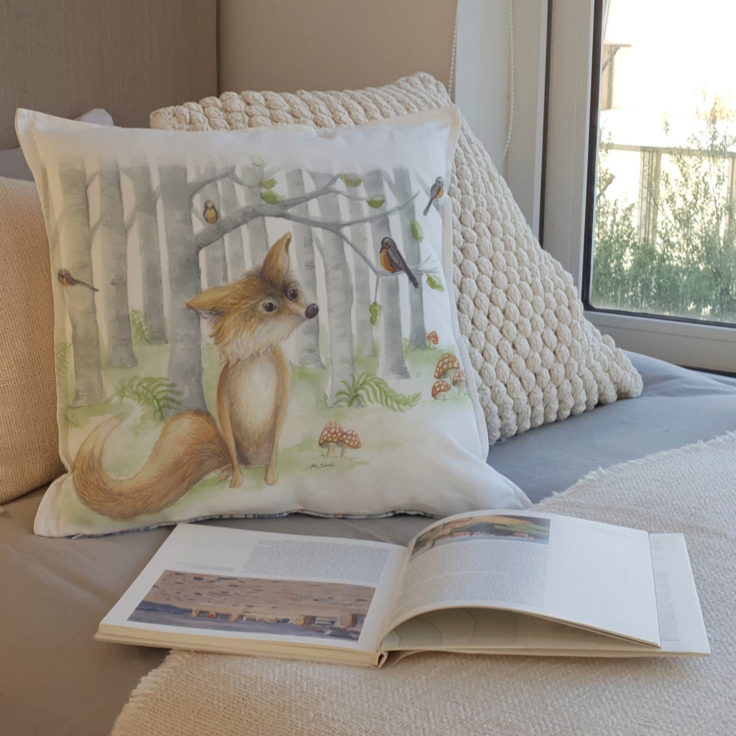 FUNDA COJÍN 45X45 ESTAMPADA ZORRITO SENTADO - 2