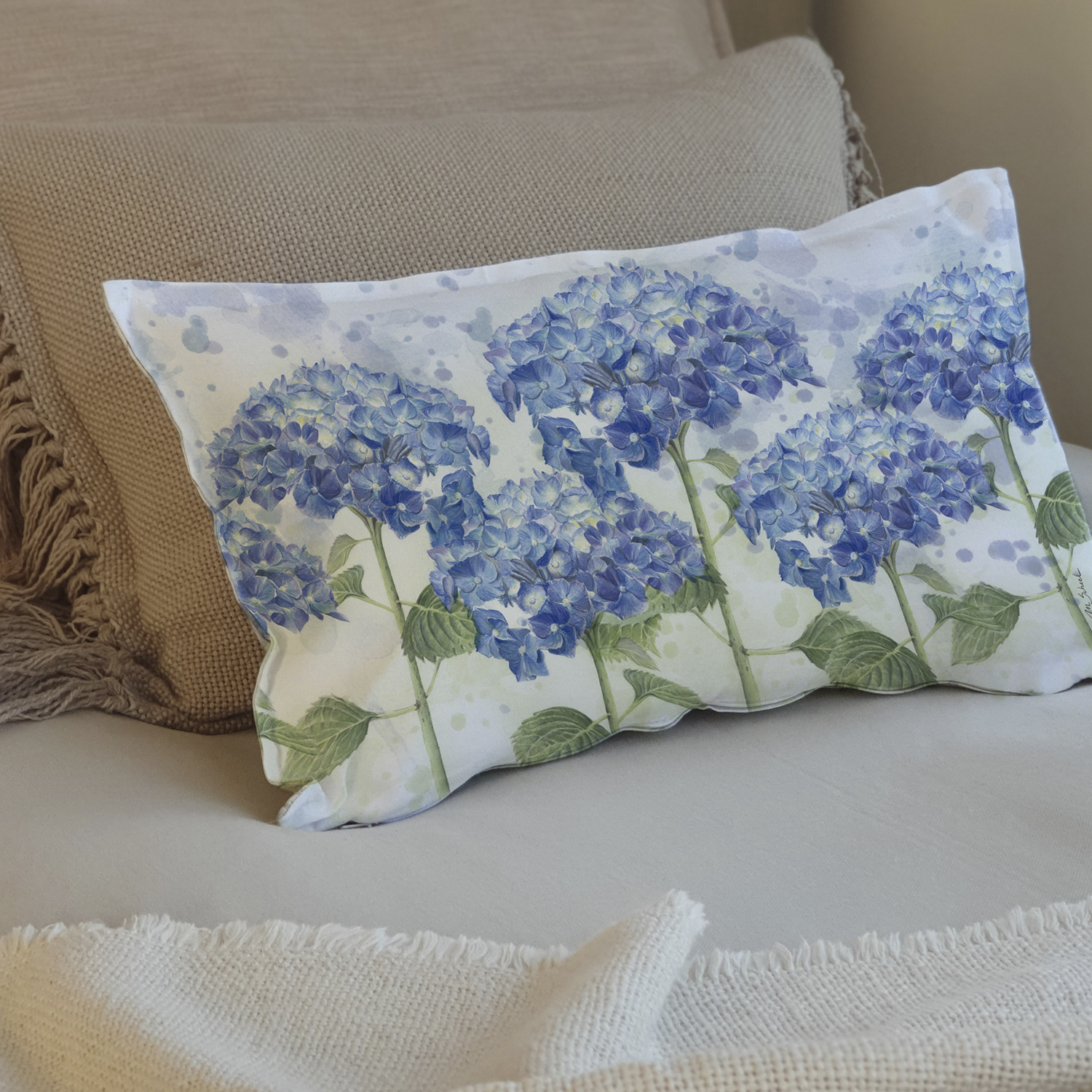 FUNDA COJÍN ESTAMPADO 50X30 HORTENSIAS - 2