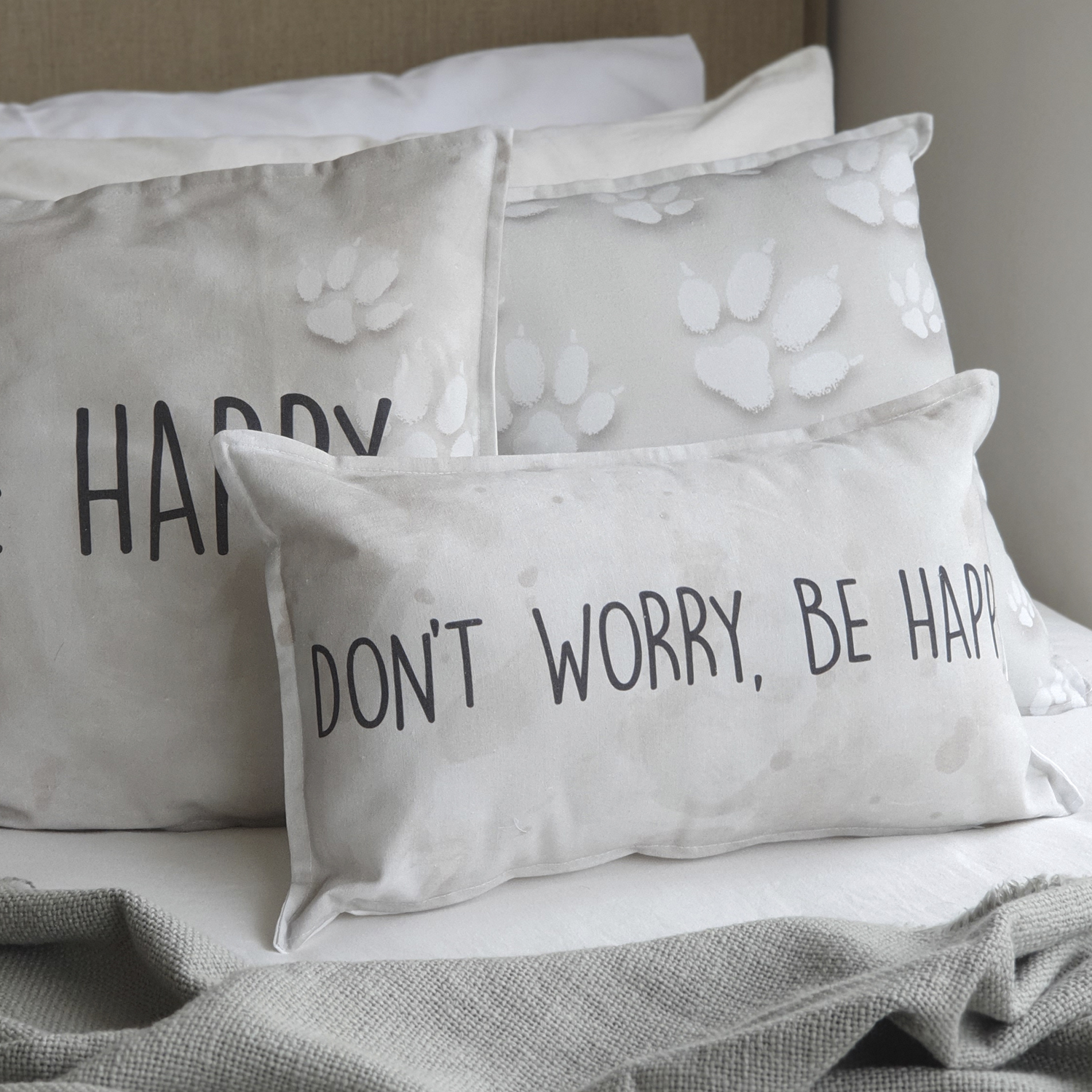 FUNDA COJÍN ESTAMPADO 50X30 DONT WORRY BE HAPPY - 2