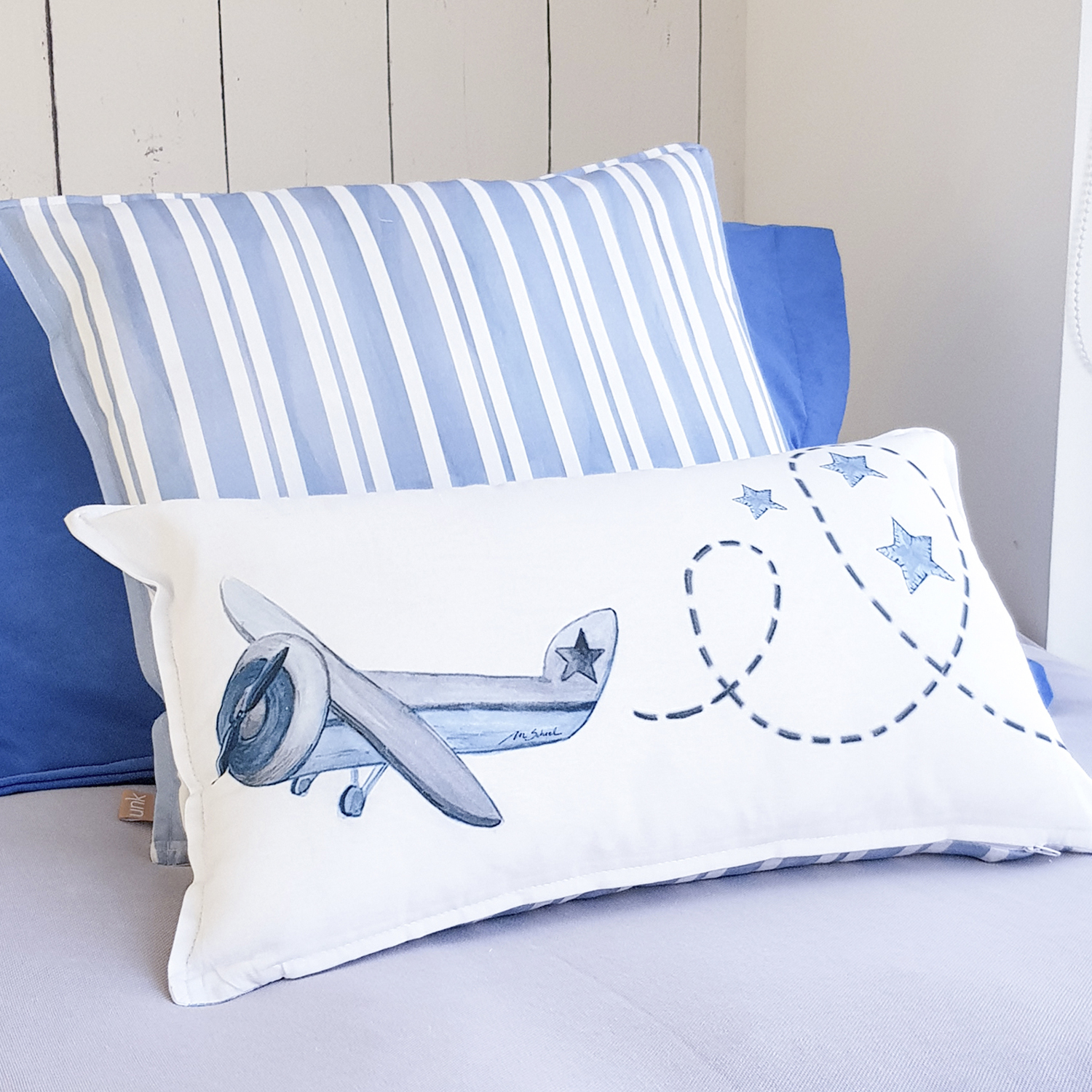 FUNDA COJÍN ESTAMPADO 45X45 FRANJAS AZUL - 2