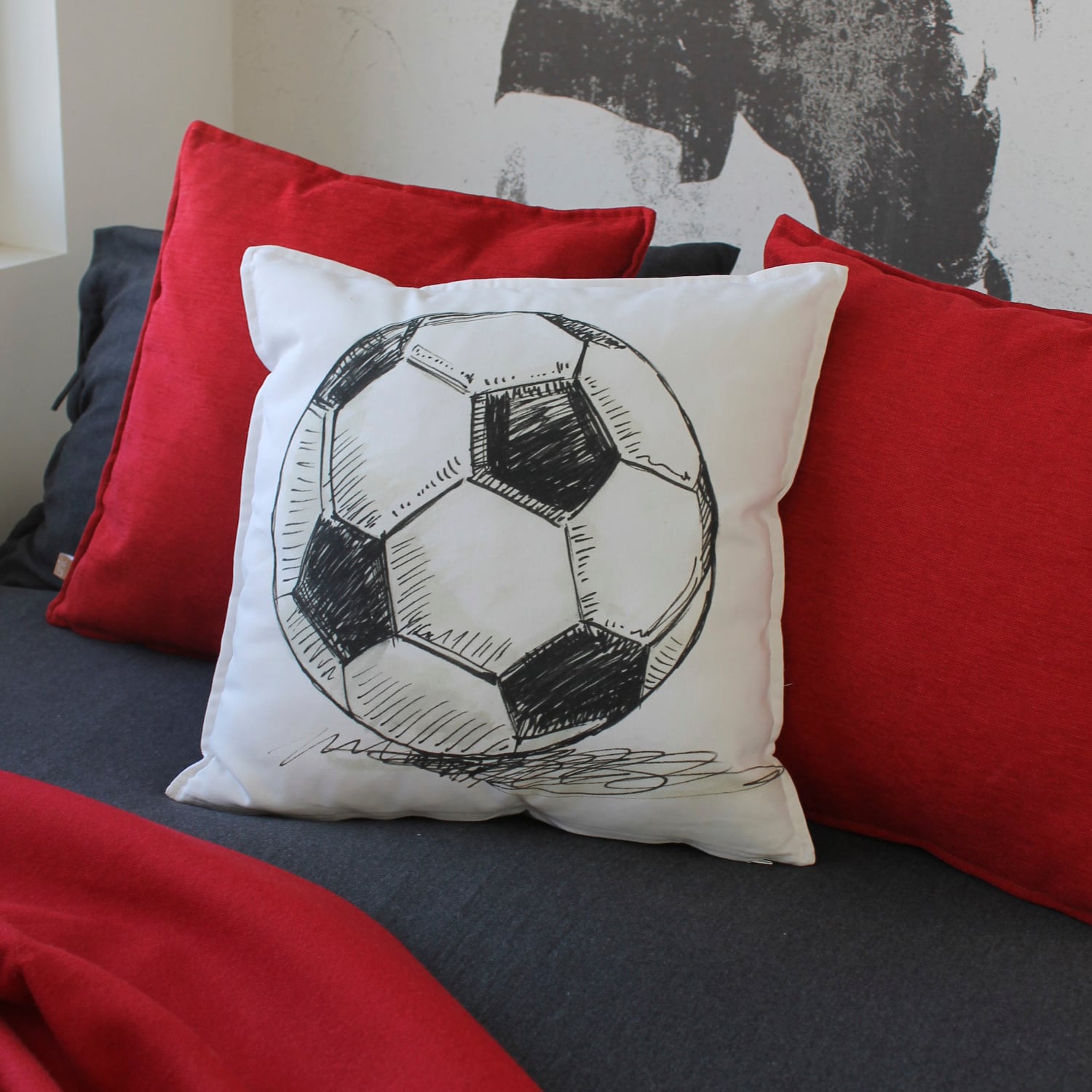 FUNDA COJÍN ESTAMPADO 45X45 PELOTA FÚTBOL - 2