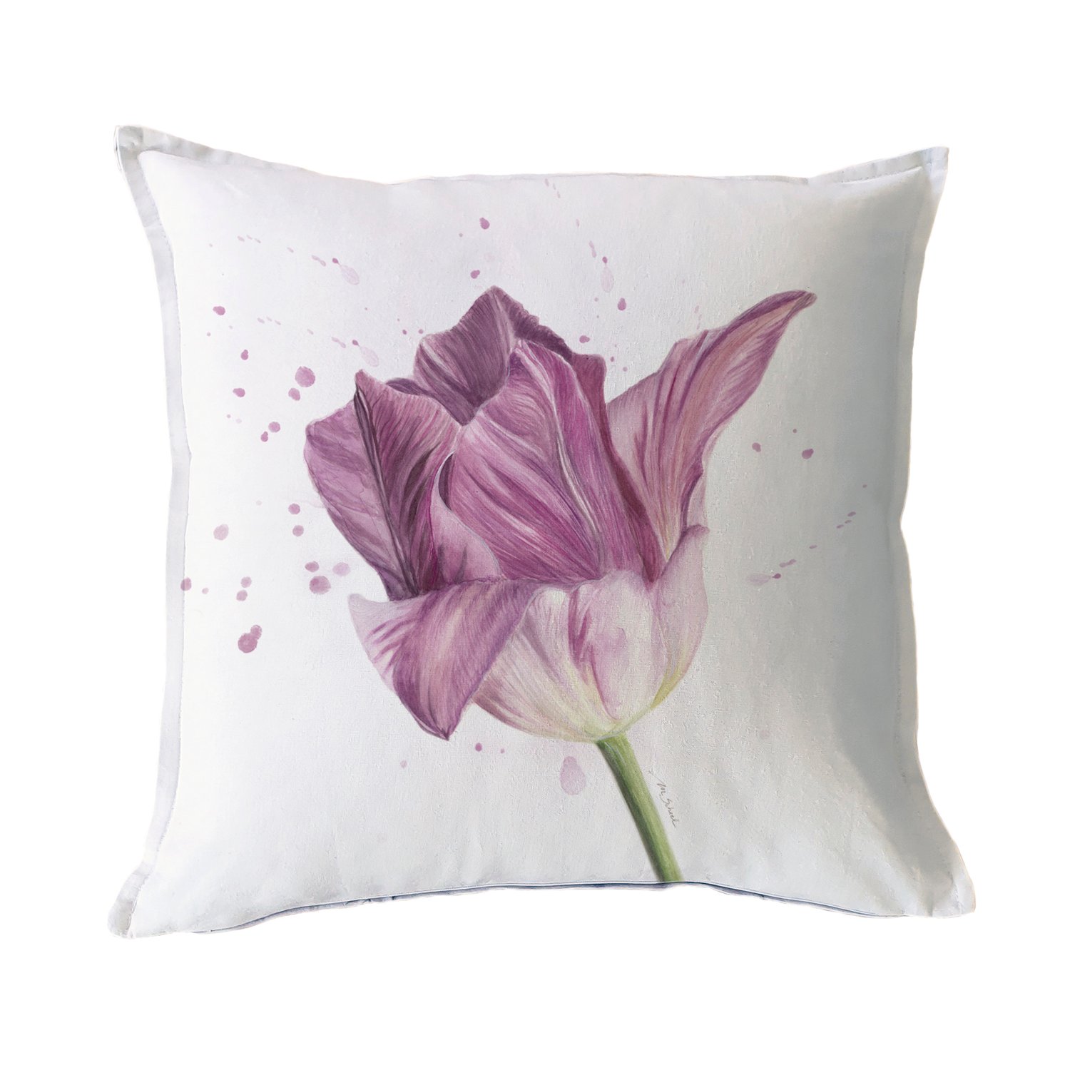 FUNDA COJÍN ESTAMPADO 45X45 TULIPÁN LILA - 1