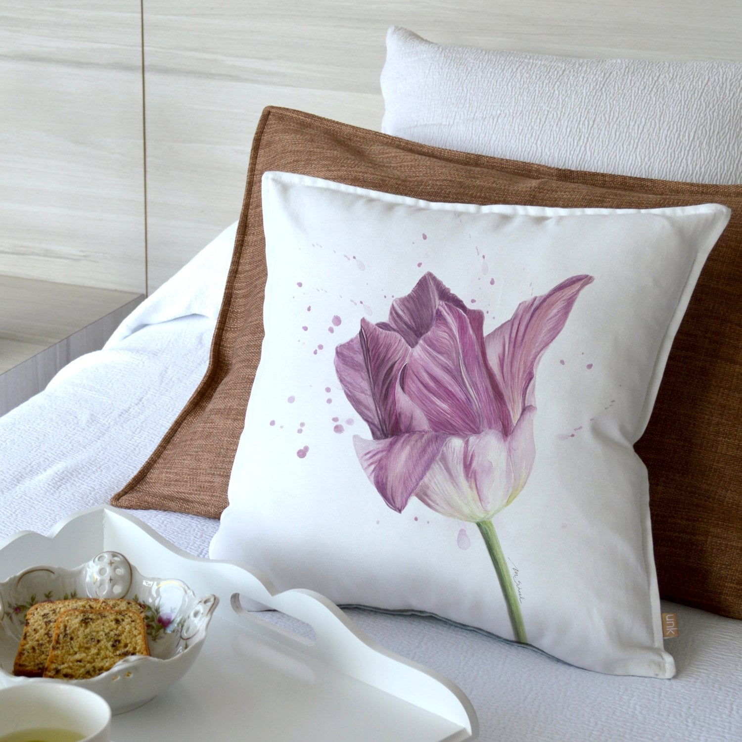 FUNDA COJÍN ESTAMPADO 45X45 TULIPÁN LILA - 2