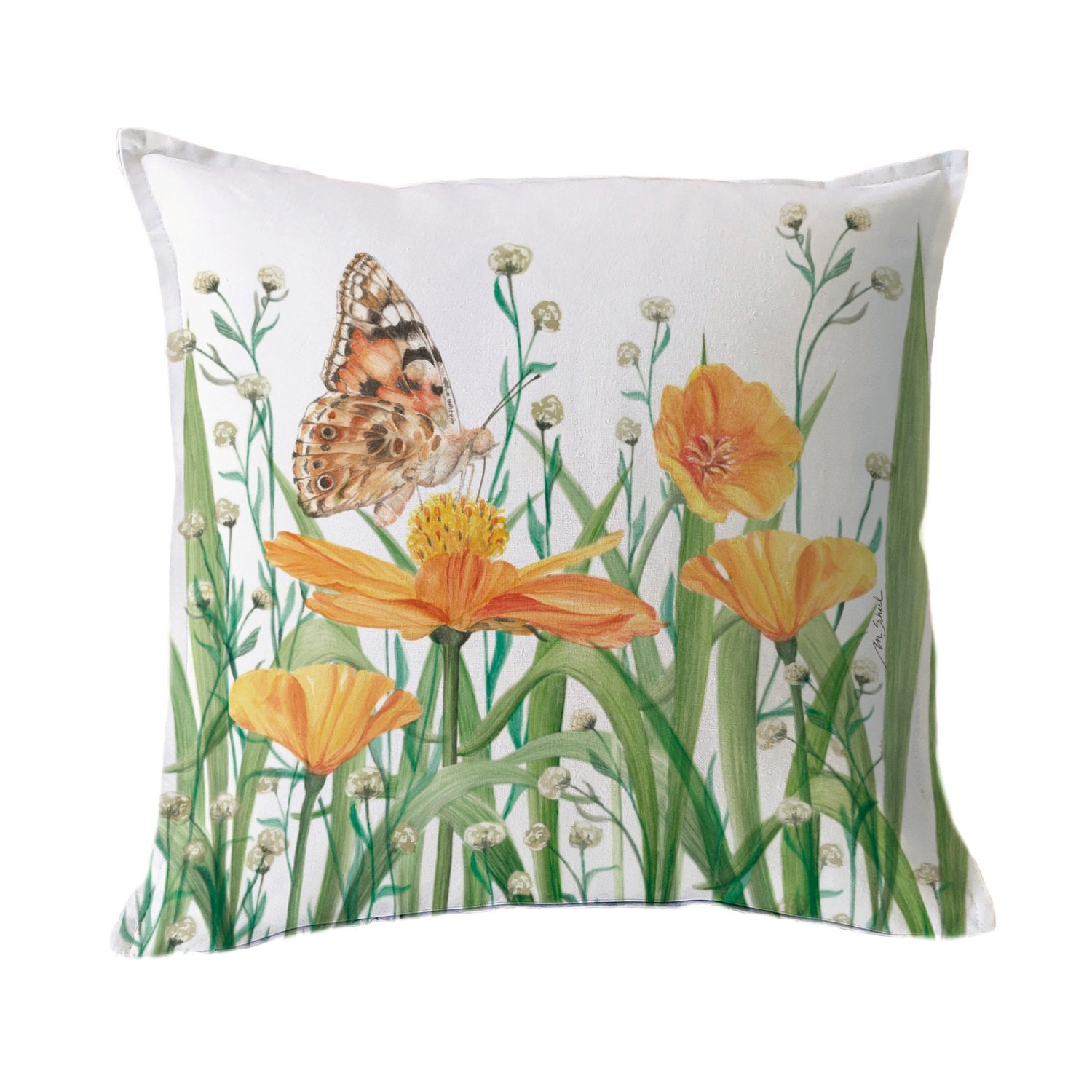 FUNDA COJÍN ESTAMPADO 45X45 JARDÍN FLORES AMAPOLA - 1