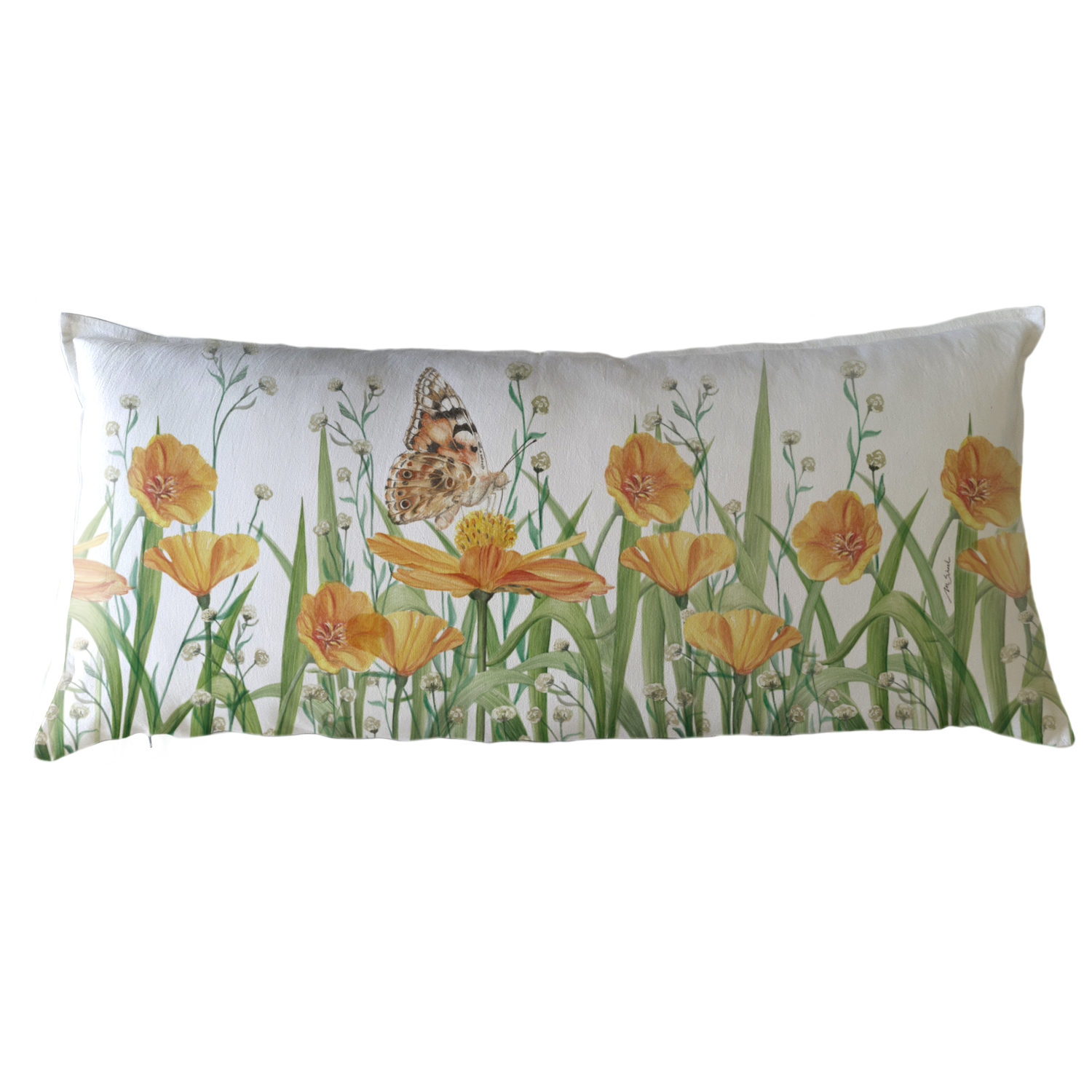 FUNDA COJÍN ESTAMPADO 40X90 JARDÍN FLORES AMAPOLA XL - 1