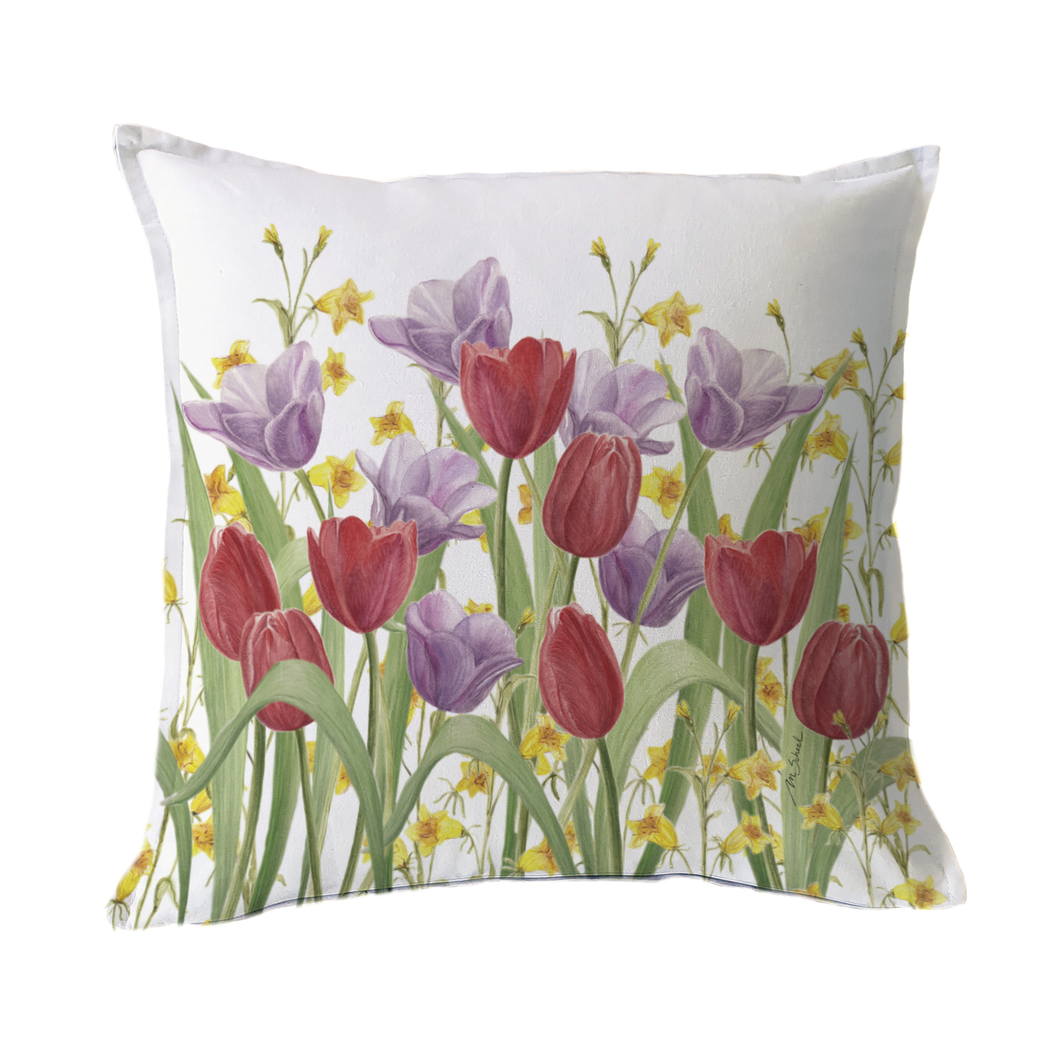 FUNDA COJÍN ESTAMPADO 45X45 JARDÍN FLORES TULIPÁN ROJO - 1