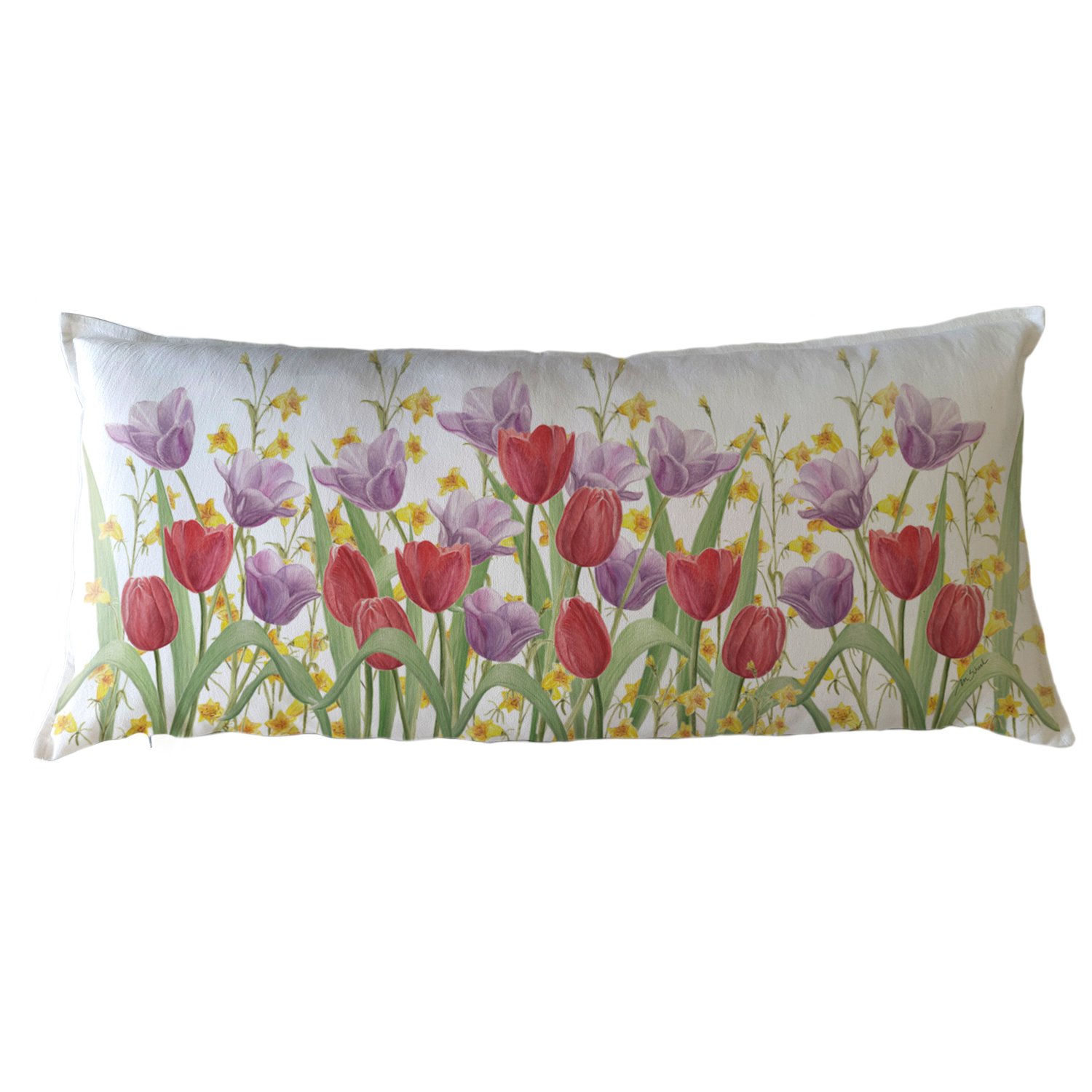 FUNDA COJÍN ESTAMPADO 40X90 JARDÍN FLORES TULIÁN ROJO XL - 1