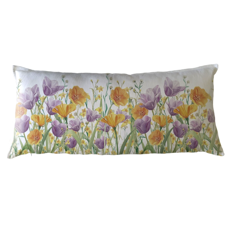 COJÍN ESTAMPADO 40X90 JARDÍN FLORES TULIPÁN LILA XL - 1