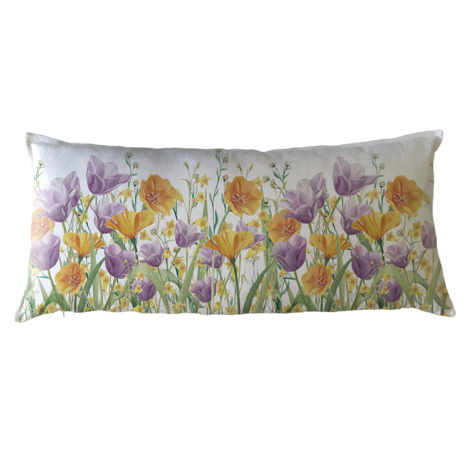 FUNDA COJÍN ESTAMPADO 40X90 JARDÍN FLORES TULIPÁN LILA XL - 1
