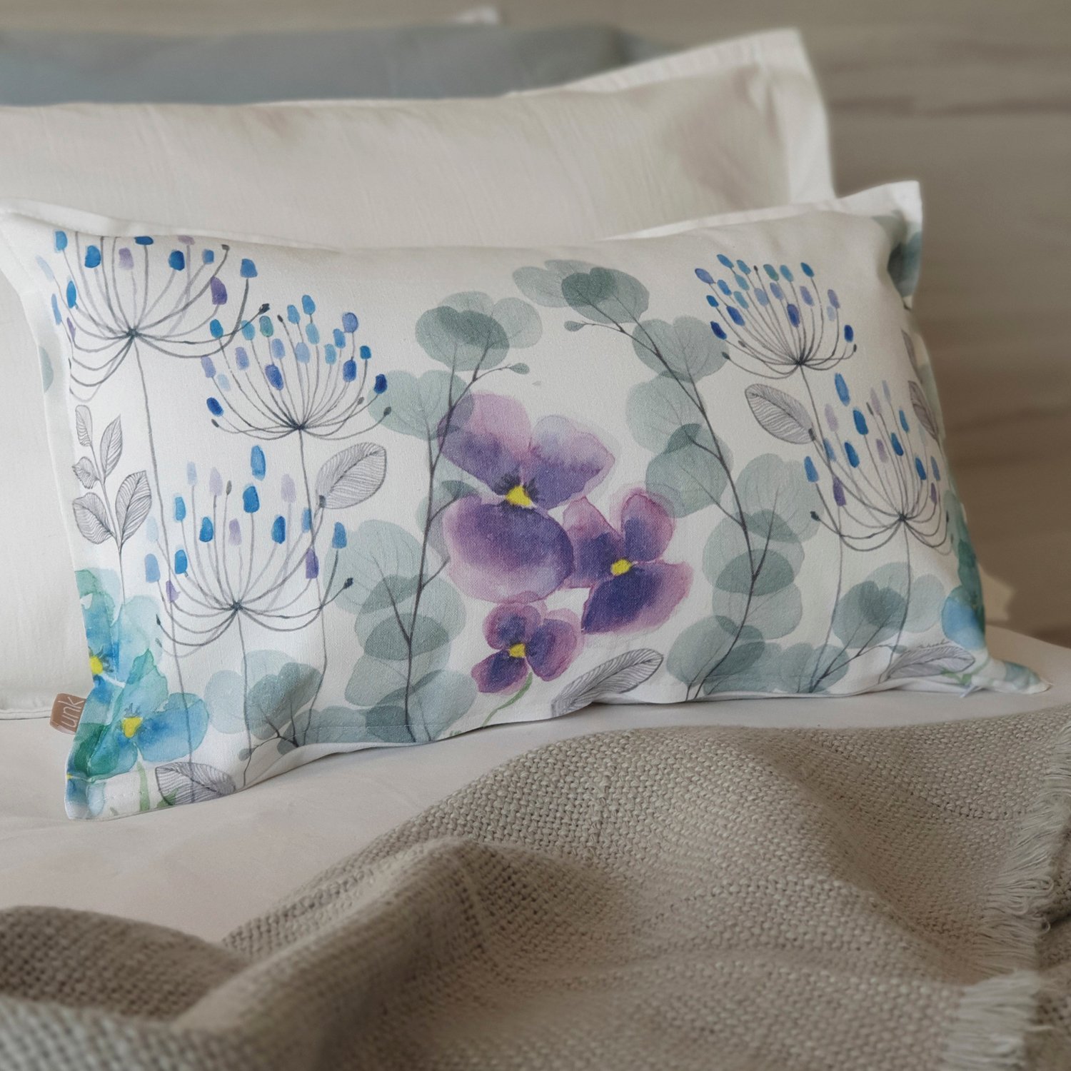 FUNDA COJÍN ESTAMPADO 50X30 JARDÍN FLORES PENSAMIENTO - 2
