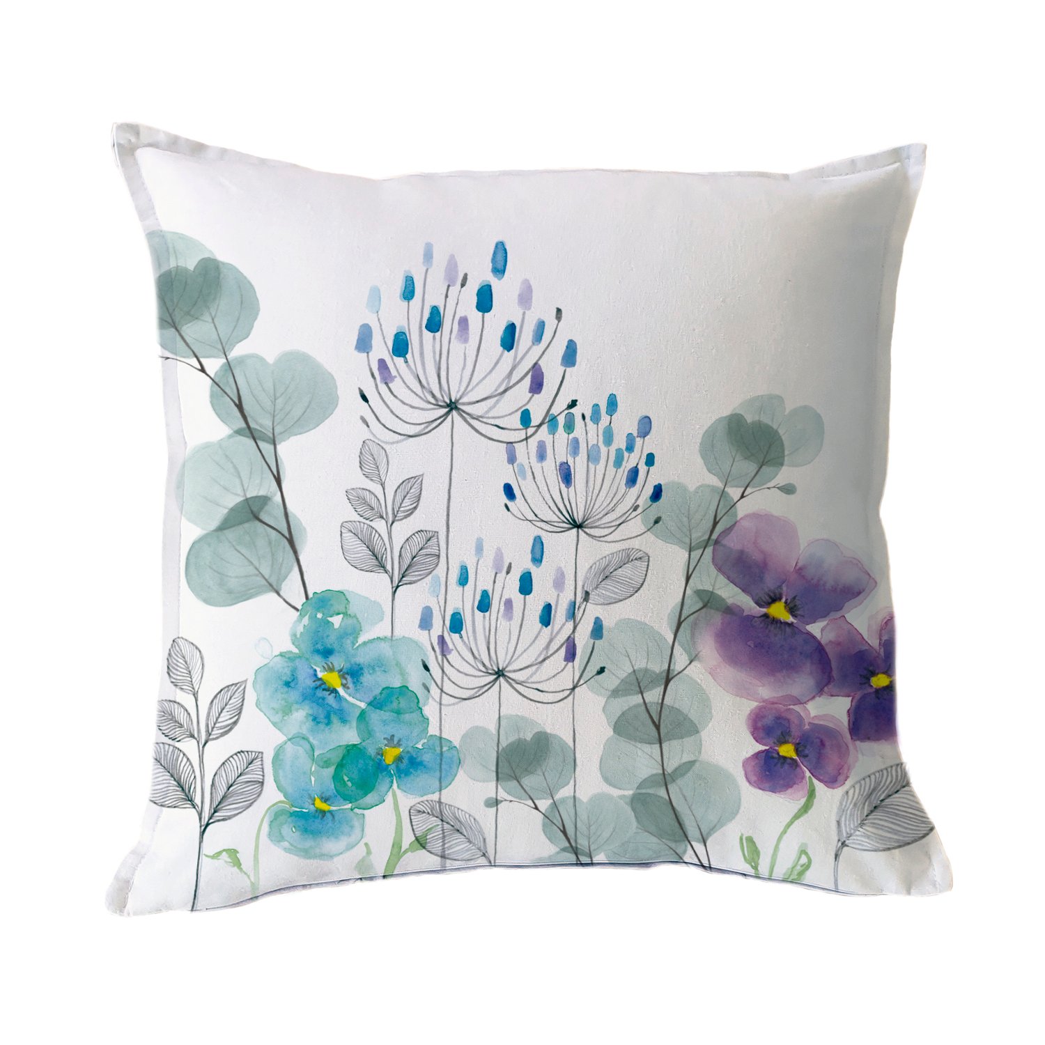 FUNDA COJÍN ESTAMPADO 45X45 JARDÍN FLORES PENSAMIENTO - 1