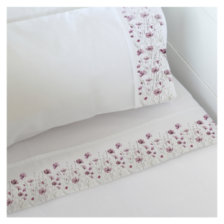 SET SÁBANA MOISÉS MARGARITA SCHEEL PARA CASA ALVARINHO FLORCITAS UNICORNIO ALGODÓN BLANCO - 1