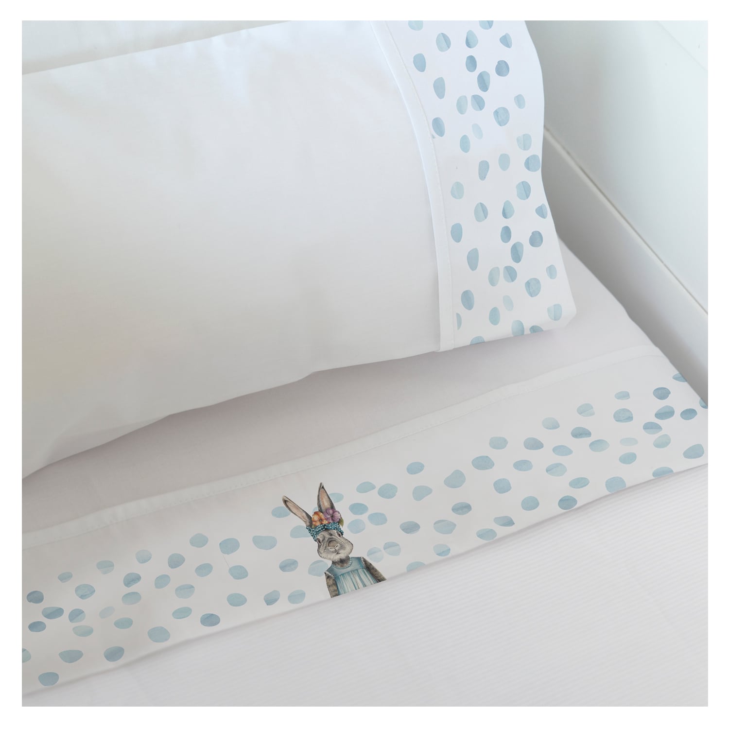SET SÁBANAS MARGARITA SCHEEL PARA CASA ALVARINHO CONEJA FLORA CUNA BLANCO - 1