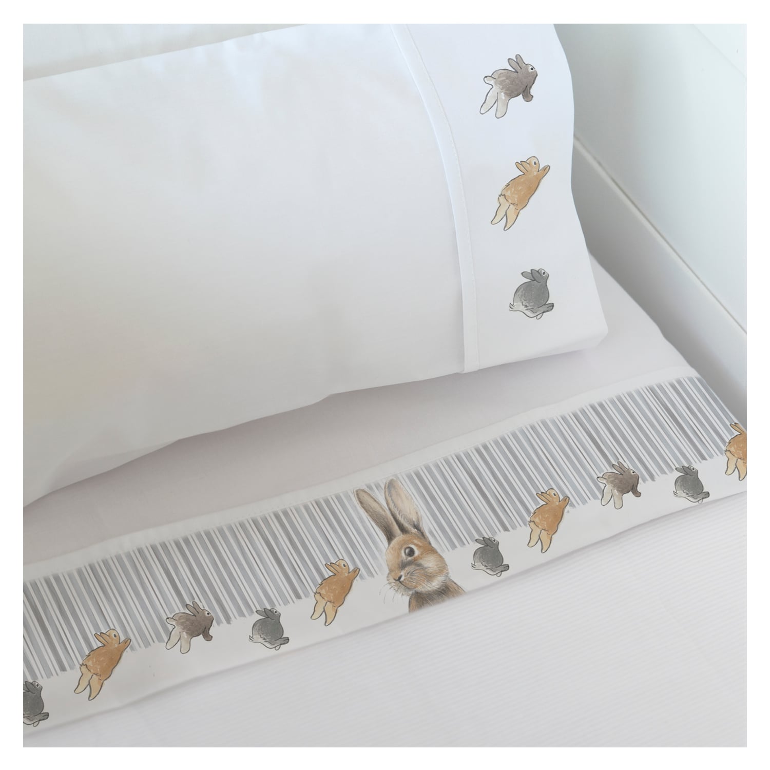 SET SÁBANAS MARGARITA SCHEEL PARA CASA ALVARINHO RABBIT CUNA BLANCO - 1