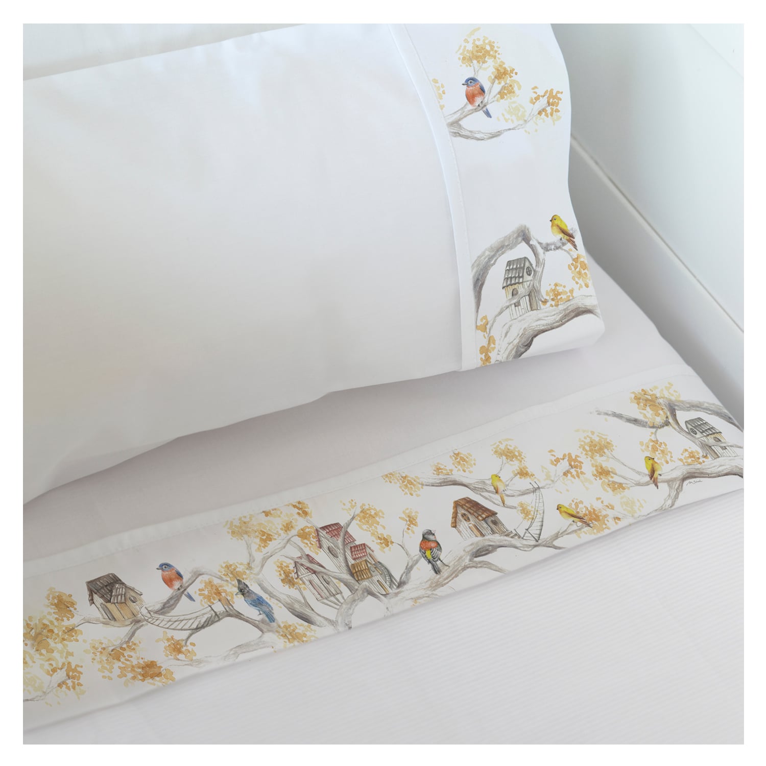 SET SÁBANAS MARGARITA SCHEEL PARA CASA ALVARINHO ARBOLITO CUNA ALGODÓN BLANCO - 1