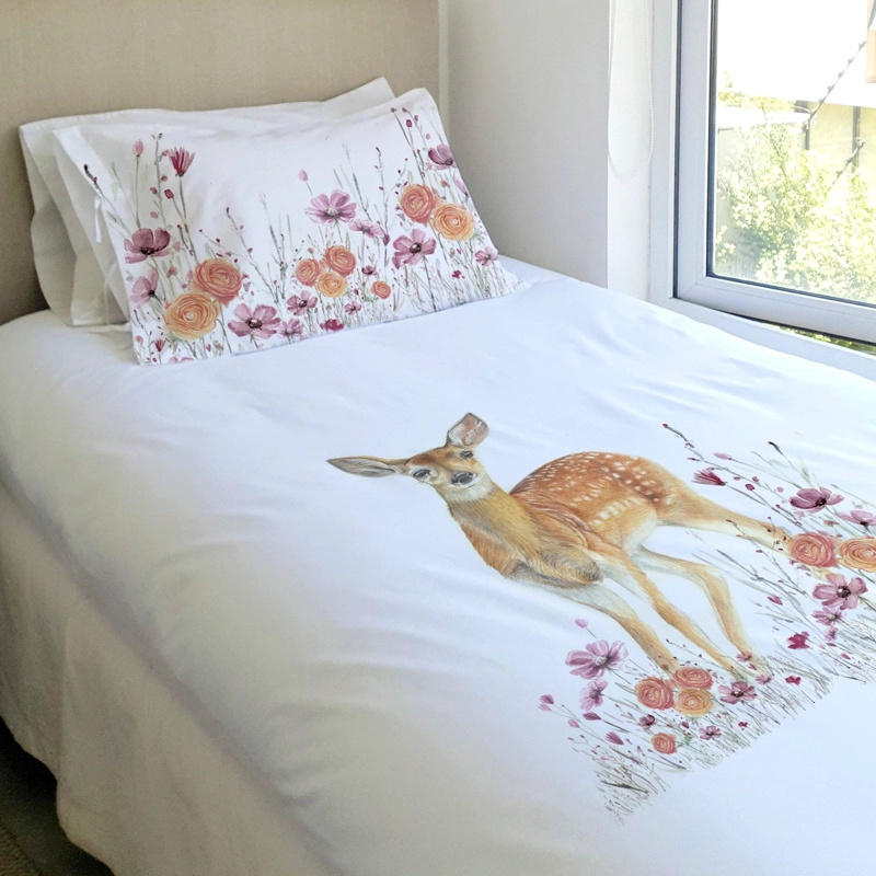 FUNDA PLUMÓN 1 PLAZA KIDS BAMBI FLORCITAS - 1
