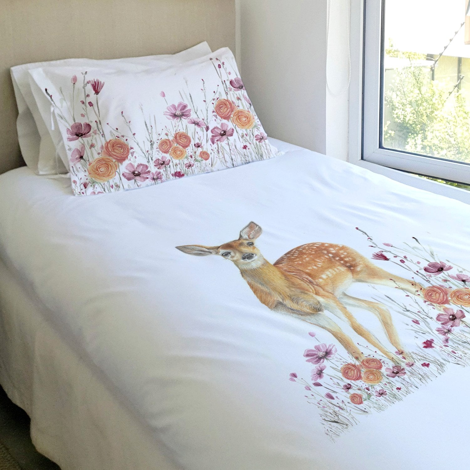 FUNDA PLUMÓN KING KIDS BAMBI FLORCITAS - 1