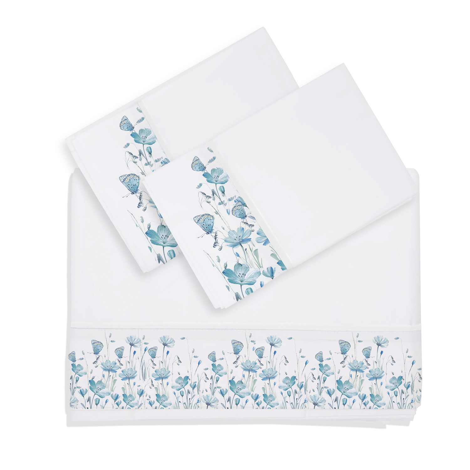 SET SÁBANA MARGARITA SCHEEL PARA CASA ALVARINHO FLORCITAS SUPERKING 300 HILOS TURQUESA - 1