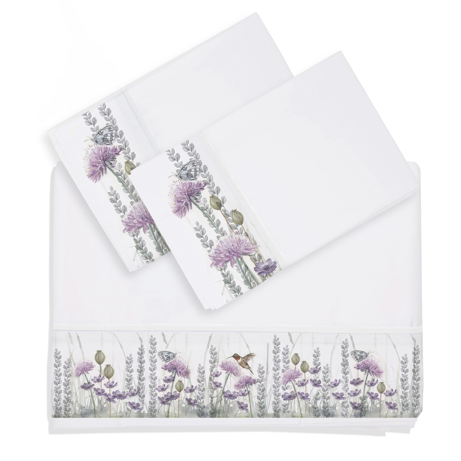 SET SÁBANAS MARGARITA SCHEEL PARA CASA ALVARINHO JARDÍN SILVESTRE SUPERKING 300 HILOS LILA - 1