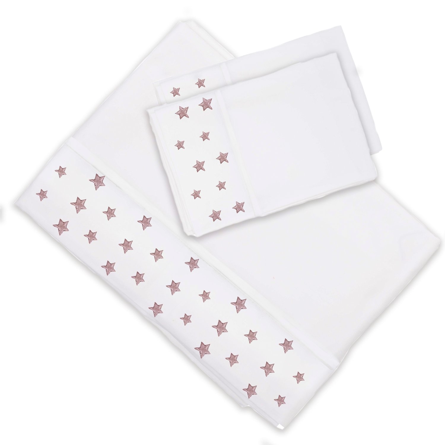 SET SABANA MARGARITA SCHEEL PARA CASA ALVARINHO ESTRELLAS ROSA KING 300 HILOS BLANCO