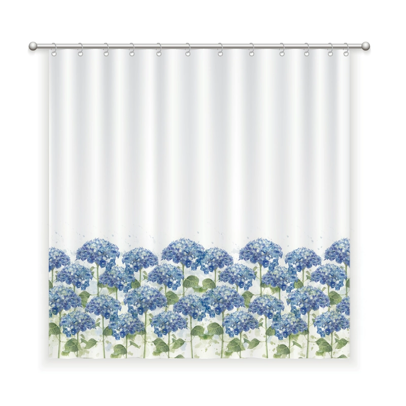 CORTINA DE BAÑO ALGODÓN HORTENSIAS - 1