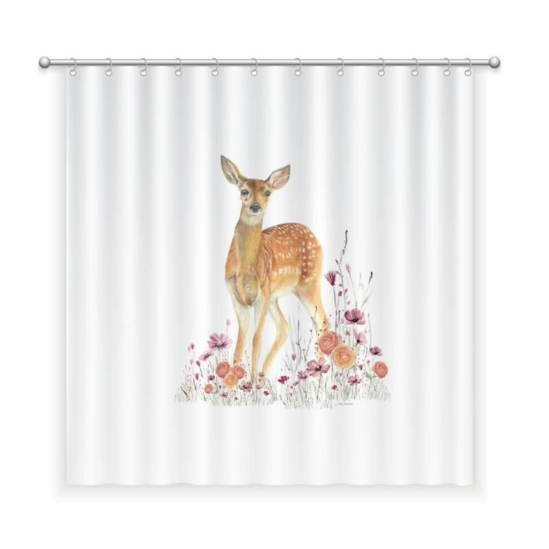 CORTINA DE BAÑO ALGODÓN BAMBI FLORCITA - 1