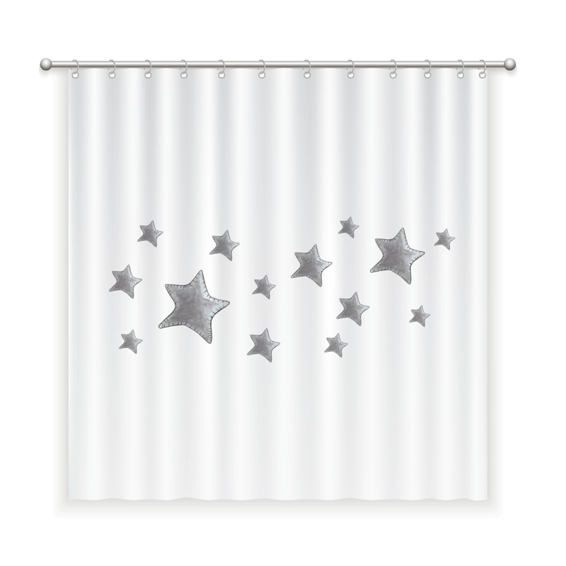 CORTINA DE BAÑO ALGODON ESTRELLAS GRISES - 1