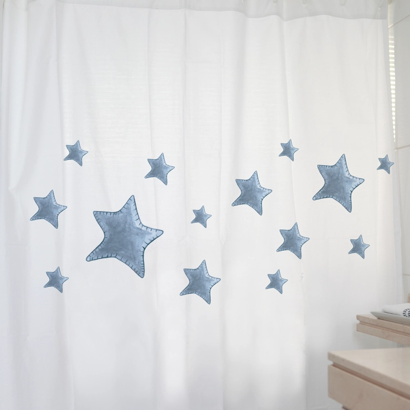 CORTINA DE BAÑO ALGODÓN ESTRELLAS AZULES - 2