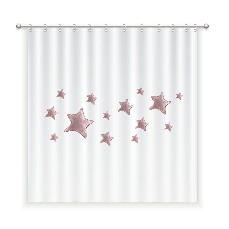 CORTINA DE BAÑO ALGODÓN ESTRELLAS ROSA - 1