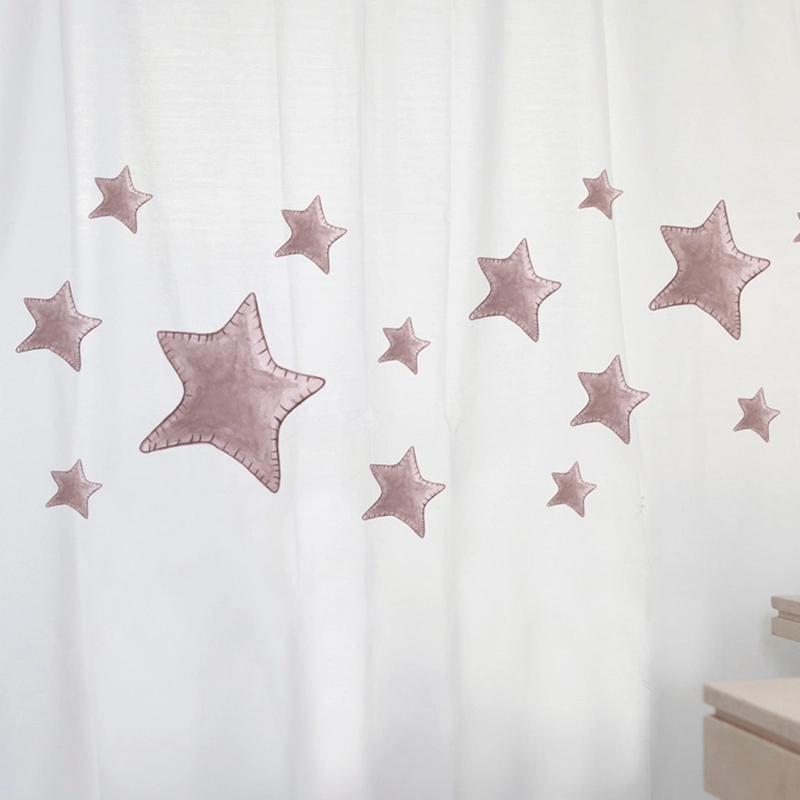 CORTINA DE BAÑO ALGODÓN ESTRELLAS ROSA - 2