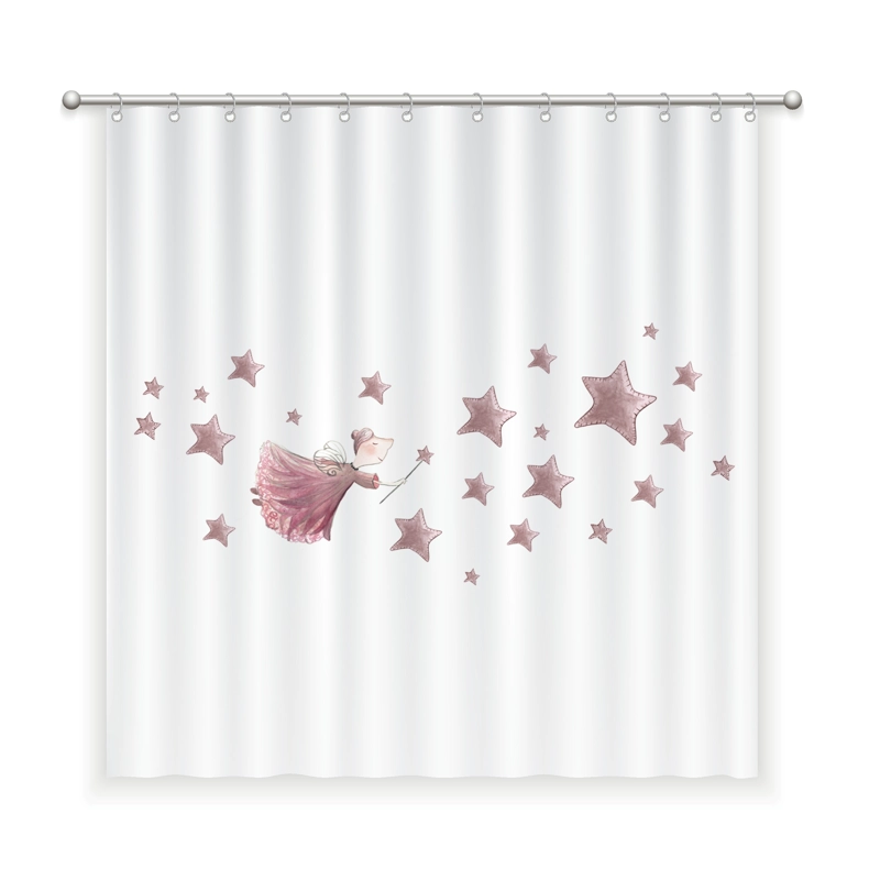 CORTINA DE BAÑO ALGODÓN HADA ROSA - 1