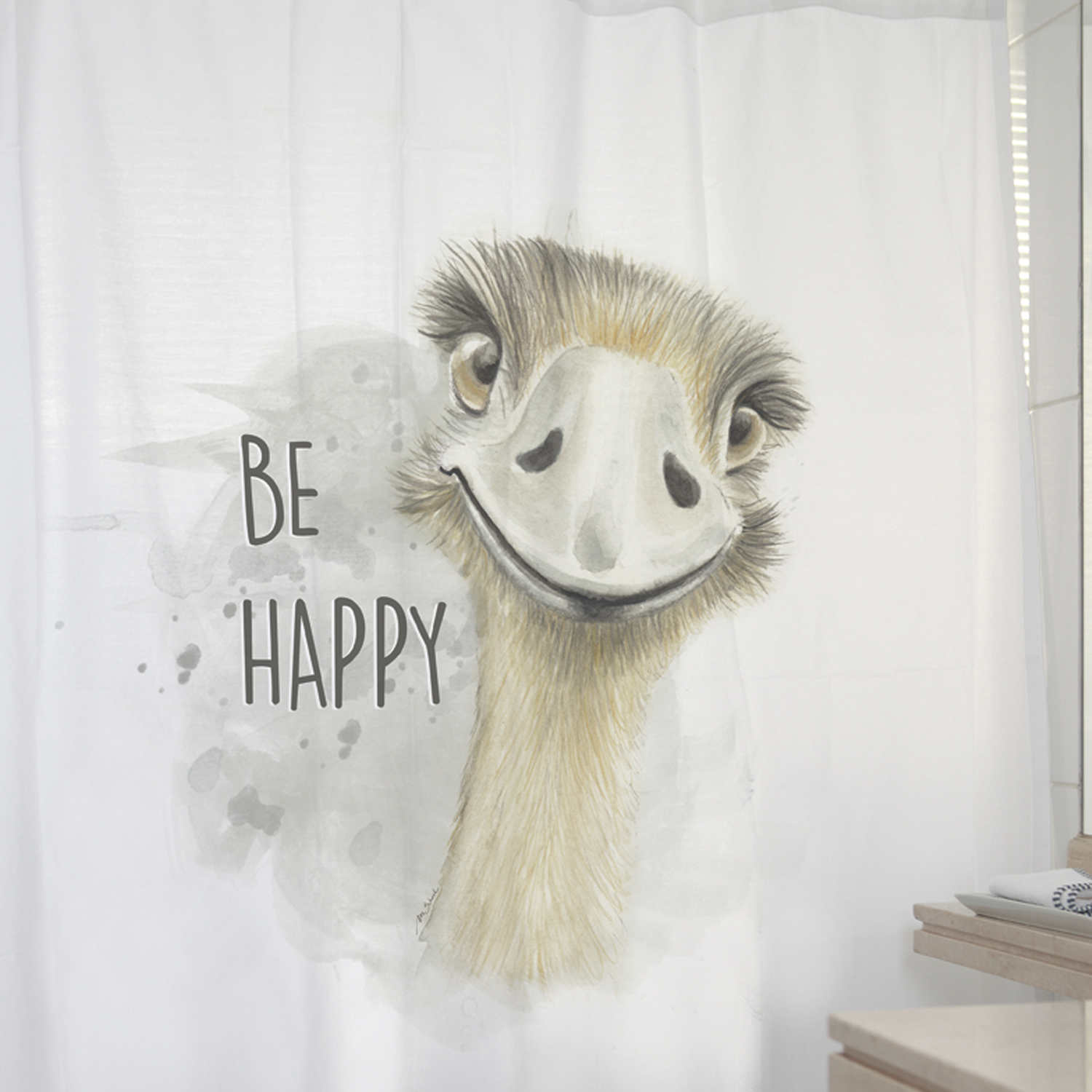 CORTINA DE BAÑO ALGODÓN EMU FELIZ - 2