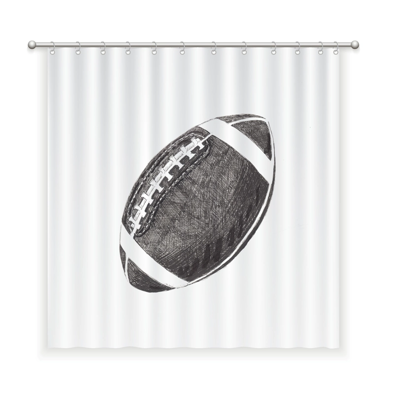CORTINA DE BAÑO ALGODÓN PELOTA RUGBY - 1