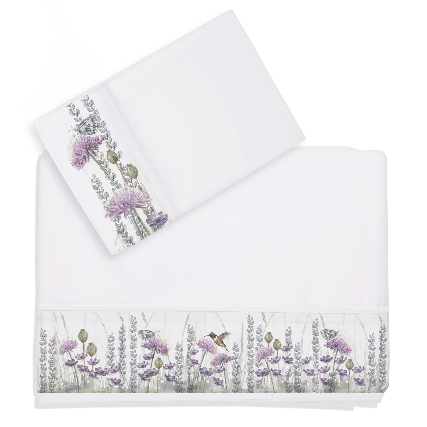 SET SÁBANAS MARGARITA SCHEEL PARA CASA ALVARINHO JARDÍN SILVESTRE 1 PLAZA ALGODÓN LILA ESTAMPADO - 1