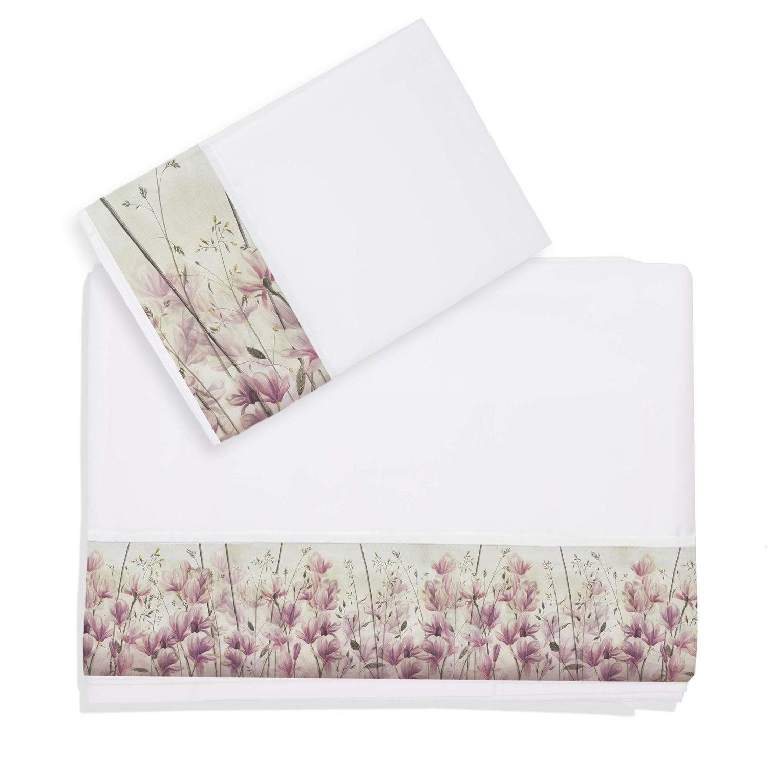 SET SÁBANAS MARGARITA SCHEEL PARA CASA ALVARINHO MAGNOLIA 1 PLAZA ALGODÓN BLANCO ESTAMPADO - 1