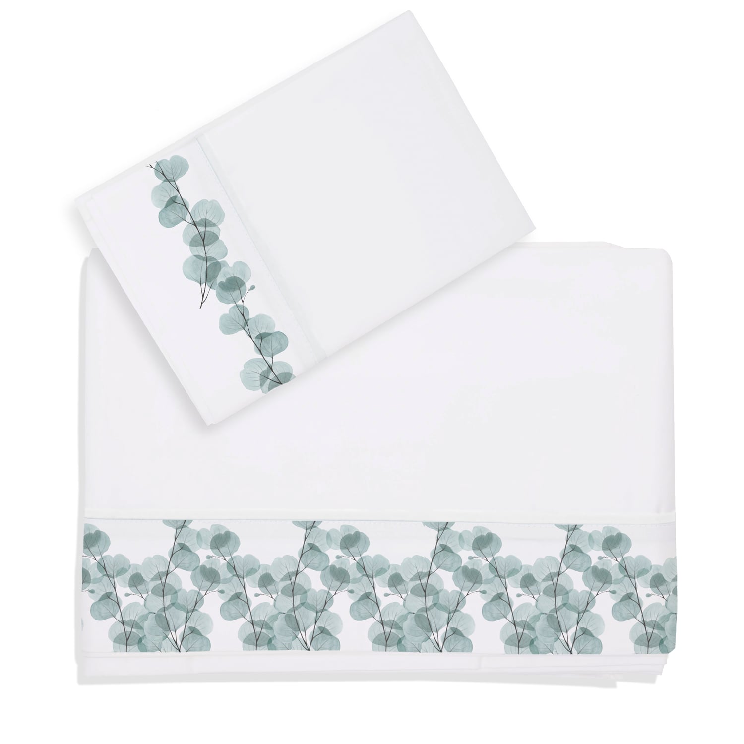 SET SÁBANAS MARGARITA SCHEEL PARA CASA ALVARINHO EUCALIPTUS 1 PLAZA ALGODÓN BLANCO ESTAMPADO - 1