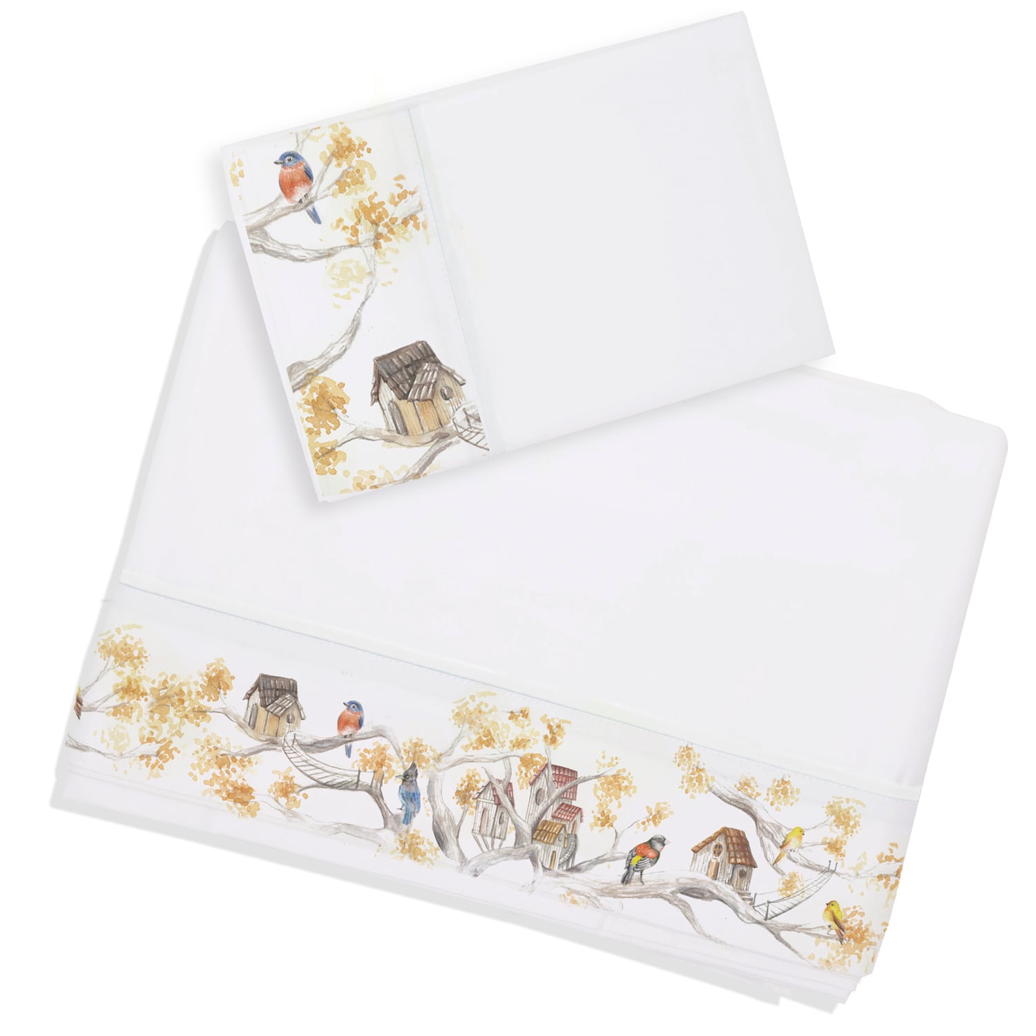 SET SÁBANAS MARGARITA SCHEEL PARA CASA ALVARINHO ARBOLITO 1 PLAZA ALGODÓN BLANCO ESTAMPADO - 1