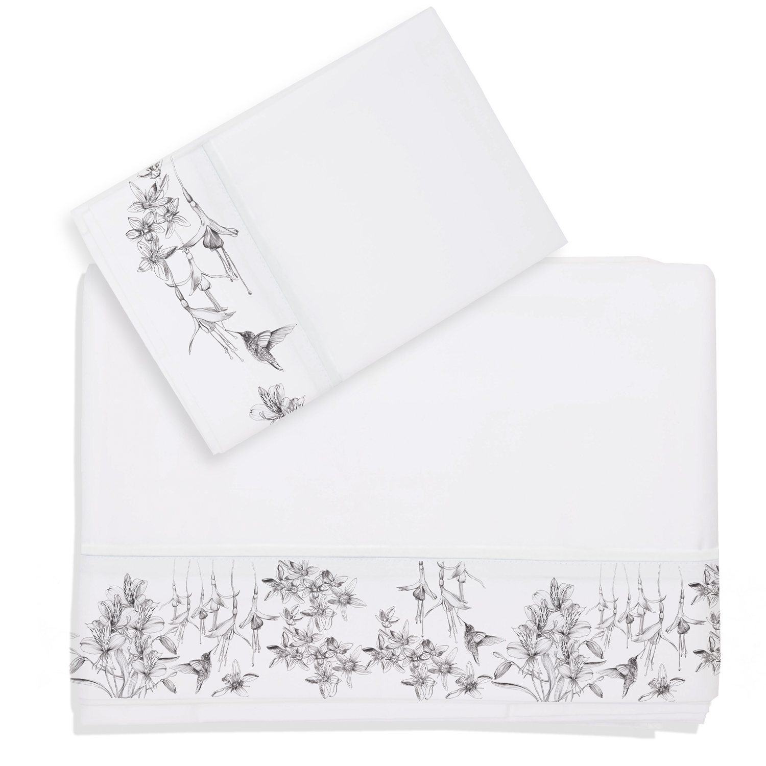 SET SÁBANAS MARGARITA SCHEEL PARA CASA ALVARINHO FLORA NATIVA 1 PLAZA ALGODÓN BLANCO ESTAMPADO - 1