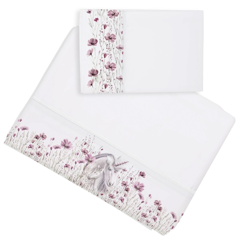 SET SÁBANAS MARGARITA SCHEEL PARA CASA ALVARINHO UNICORNIO 1 PLAZA ALGODÓN BLANCO ESTAMPADO - 1