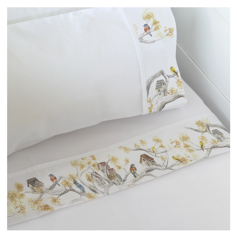 SET SÁBANAS MARGARITA SCHEEL PARA CASA ALVARINHO ARBOLITO MOISÉS ALGODÓN BLANCO ESTAMPADO - 1