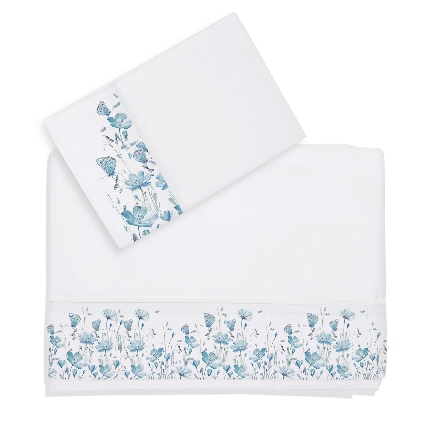 SET SÁBANAS MARGARITA SCHEEL PARA CASA ALVARINHO FLORCITAS 1.5 PLAZAS ALGODÓN TURQUESA ESTAMPADO - 1