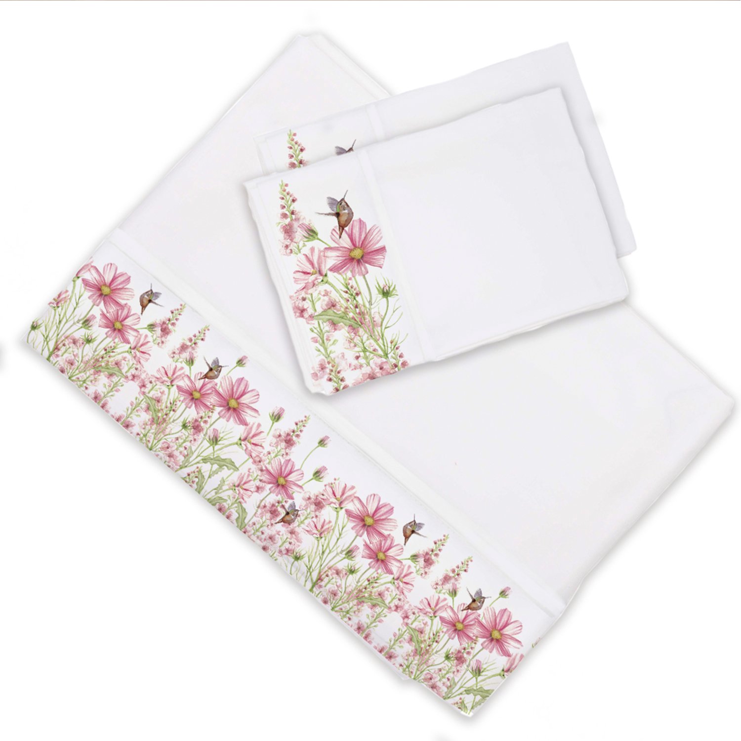 SET SÁBANAS MARGARITA SCHEEL CASA ALVARINHO JARDÍN PRIMAVERAL 2 PLAZAS ALGODÓN BLANCO ESTAMPADO - 1