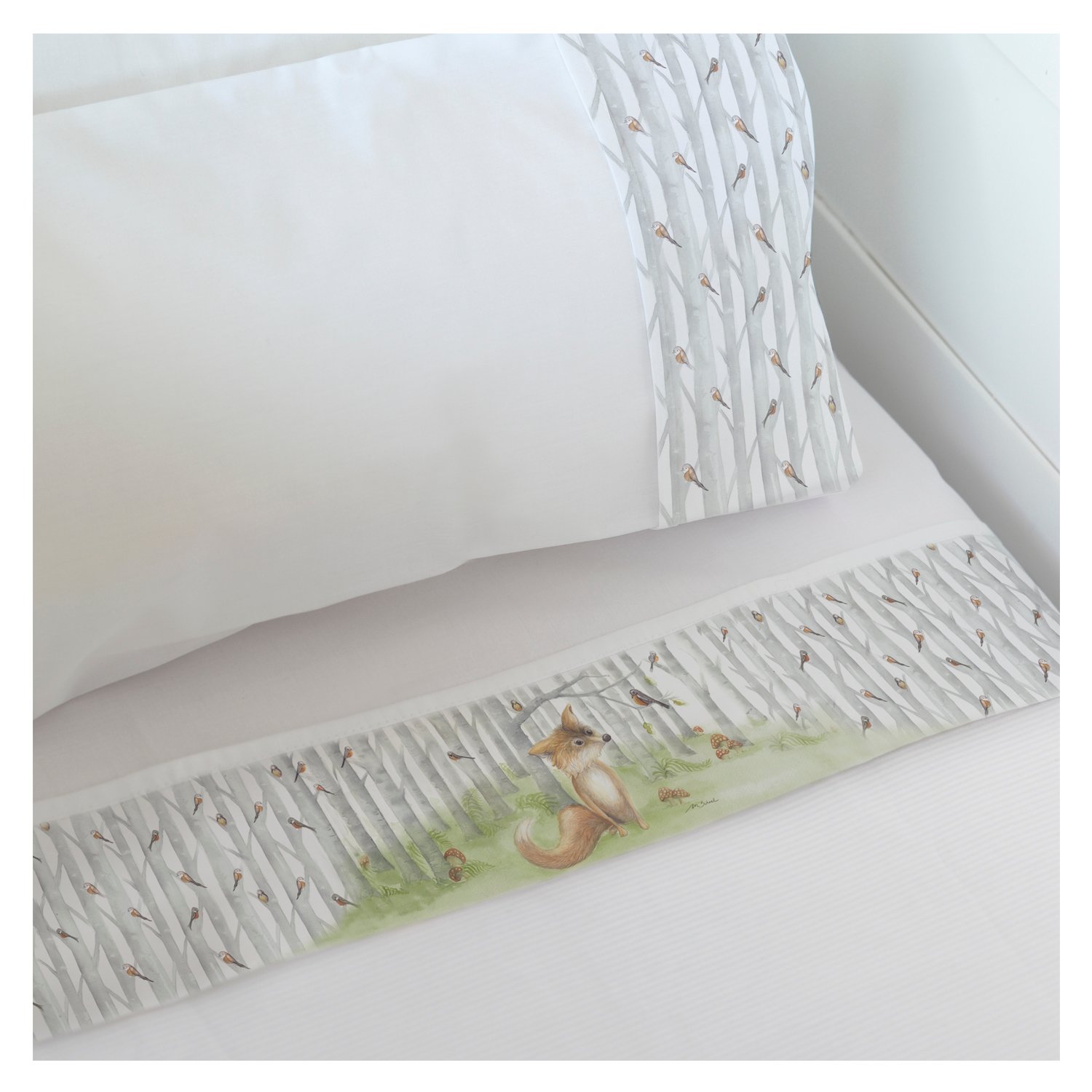 SET SÁBANAS MARGARITA SCHEEL PARA CASA ALVARINHO ZORRITO MOISÉS ALGODÓN BLANCO ESTAMPADO - 1
