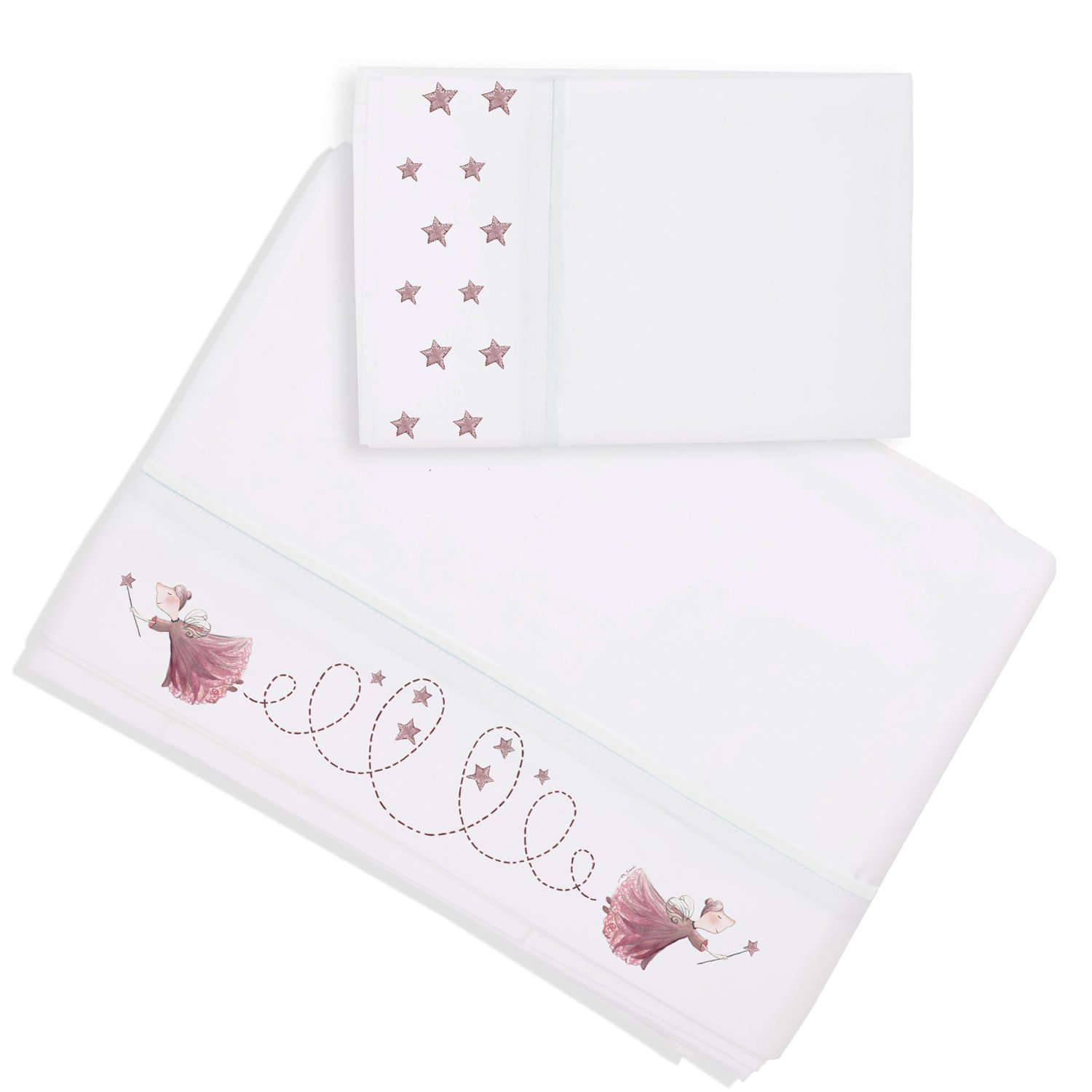 SET SÁBANAS MARGARITA SCHEEL PARA CASA ALVARINHO HADA 1.5 PLAZAS ALGODÓN BLANCO ESTAMPADO - 1